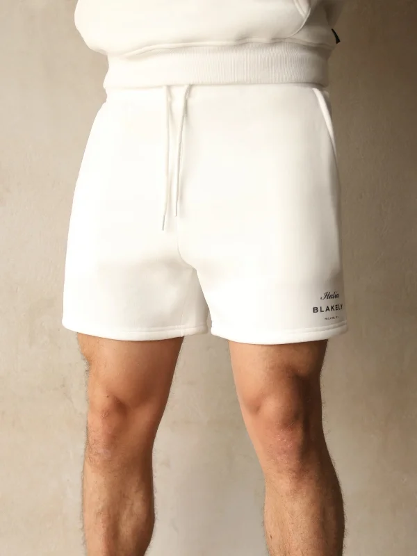 Men's moisture - wicking performance shorts for sweaty outdoor activities Italia Relaxed Jogger Shorts - Flat White Men's moisture - wicking performance shorts for sweaty outdoor activities Italia Relaxed Jogger Shorts - Flat White