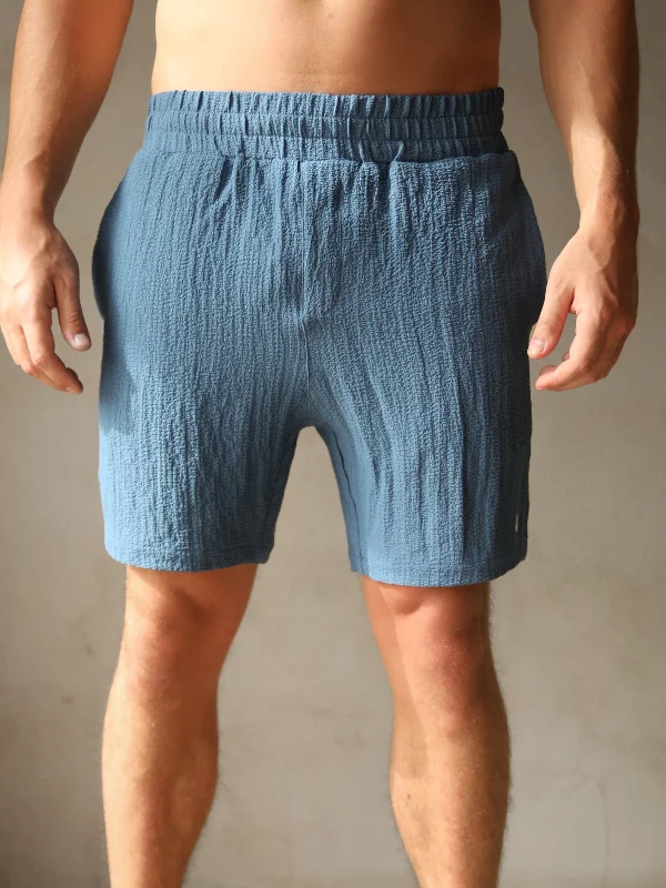 Men's zip - pocket canvas shorts for added functionality during travel Salvatore Shorts - Blue Men's zip - pocket canvas shorts for added functionality during travel Salvatore Shorts - Blue