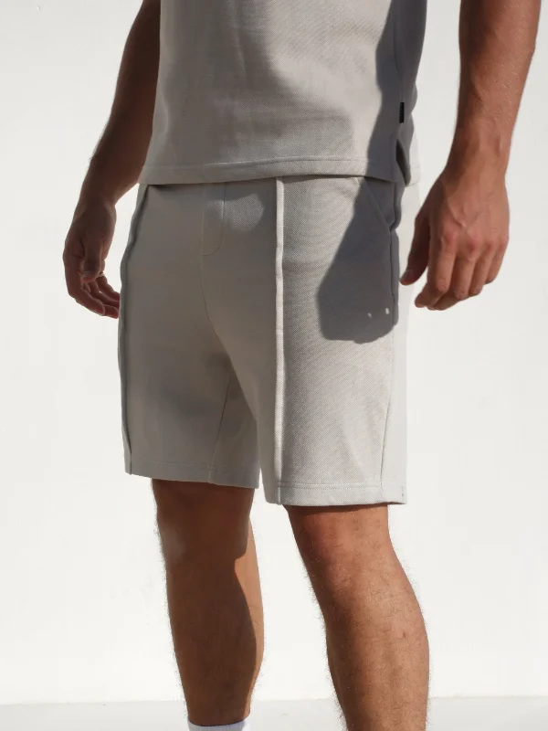 Men's side - stripe track shorts for a sporty running look    Verona Shorts - Light Grey