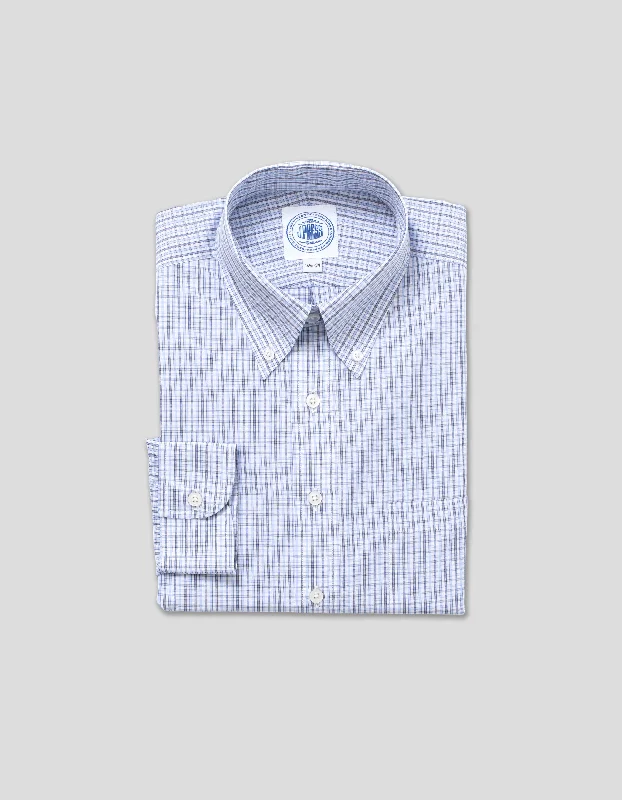 Men's Long - Tail Dress Shirts in Olive Green for Tucking into Trousers Neatly BLUE GREY MULTI GRID Men's Long - Tail Dress Shirts in Olive Green for Tucking into Trousers Neatly BLUE GREY MULTI GRID