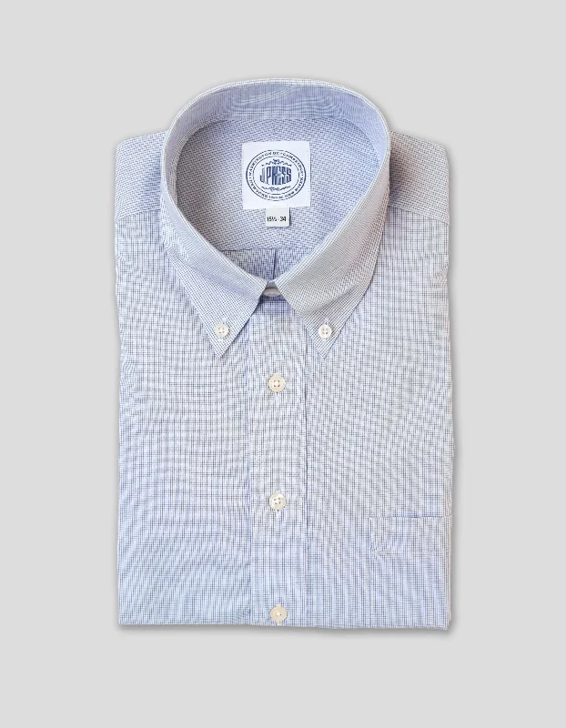 Plus Size Men's Striped Dress Shirts in Navy and White for a Nautical - Inspired Style BLUE MINI GRAPH CHECK BUTTON DOWN DRESS SHIRT Plus Size Men's Striped Dress Shirts in Navy and White for a Nautical - Inspired Style BLUE MINI GRAPH CHECK BUTTON DOWN DRESS SHIRT