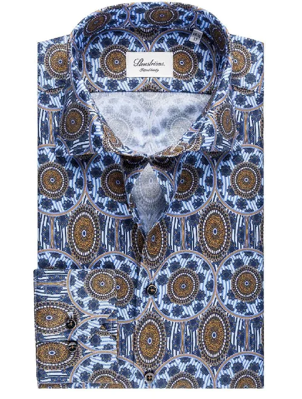 Men's Stretch - Fabric Casual Shirts in Navy Blue for a Comfortable and Flexible Fit Blue Vintage Floral Print Fitted Body Shirt Men's Stretch - Fabric Casual Shirts in Navy Blue for a Comfortable and Flexible Fit Blue Vintage Floral Print Fitted Body Shirt