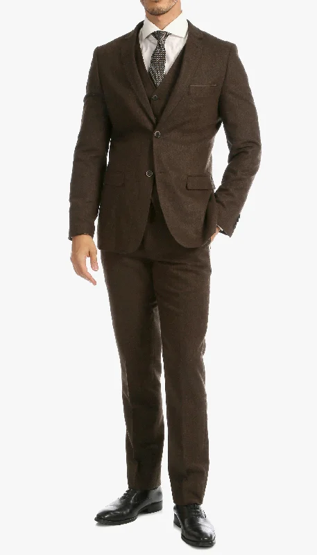 Men's Sustainable Recycled Material Casual Shirts for Eco - Conscious Consumers Tweed Men's Slim Fit 3 Piece Suit in Cognac Men's Sustainable Recycled Material Casual Shirts for Eco - Conscious Consumers Tweed Men's Slim Fit 3 Piece Suit in Cognac