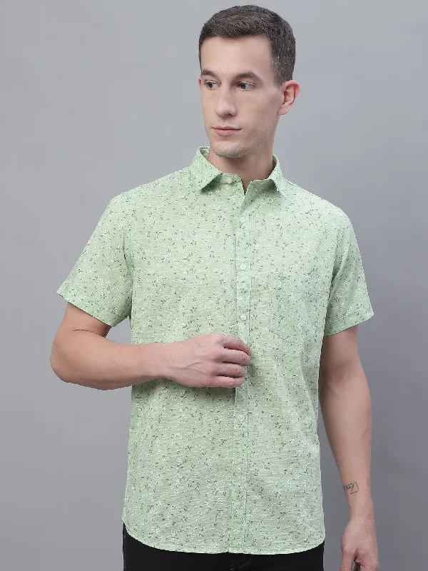 Men's Linen Blend Casual Shirts with Roll - Up Sleeves for a Summer Beach Look Men's Light Green Casual Floral Ditsy Print Half Sleeve Shirt Men's Linen Blend Casual Shirts with Roll - Up Sleeves for a Summer Beach Look Men's Light Green Casual Floral Ditsy Print Half Sleeve Shirt