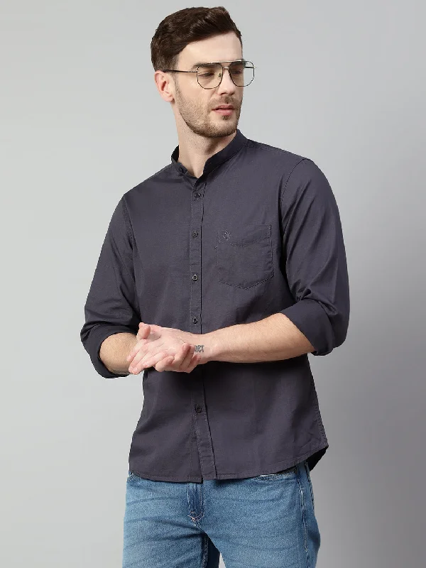 Men's Linen Blend Casual Shirts with Roll - Up Sleeves for a Summer Beach Look Men's Dark Grey Casual Plain Full Sleeve Shirt Men's Linen Blend Casual Shirts with Roll - Up Sleeves for a Summer Beach Look Men's Dark Grey Casual Plain Full Sleeve Shirt