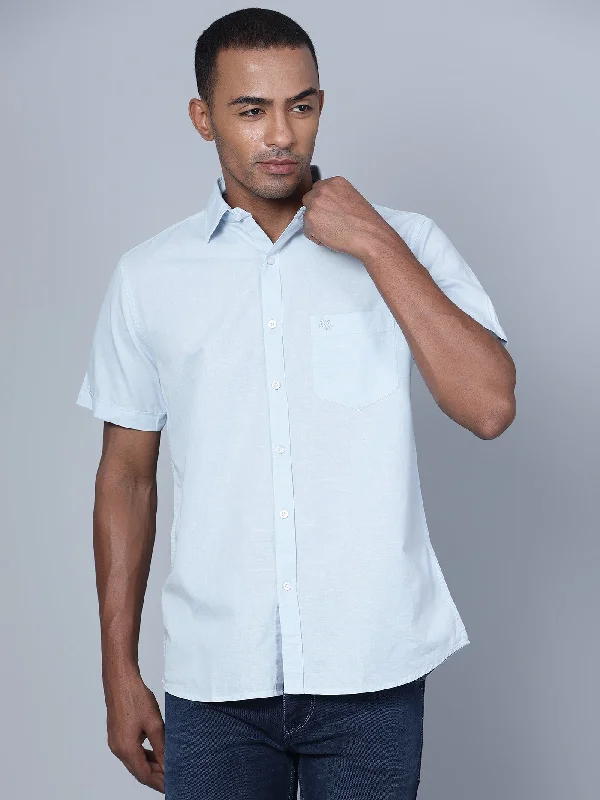 Men's Slim - Fit Printed Floral Casual Shirts in Pastel Colors for a Spring - Inspired Vibe Men's Light Blue Casual Plain Half Sleeve Shirt Men's Slim - Fit Printed Floral Casual Shirts in Pastel Colors for a Spring - Inspired Vibe Men's Light Blue Casual Plain Half Sleeve Shirt
