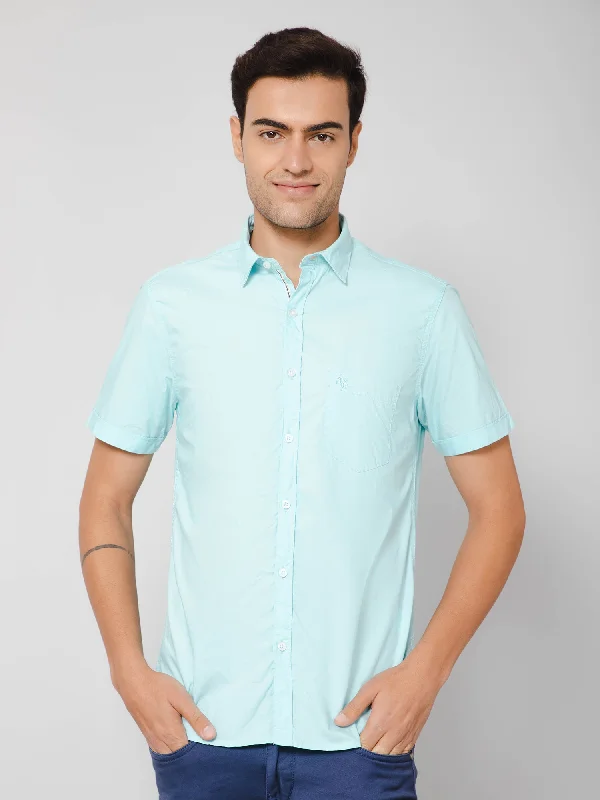 Men's Retro - Style Hawaiian Print Casual Shirts in Bold Patterns for a Tropical Vacation Men's Turquoise Casual Plain Half Sleeve Shirt Men's Retro - Style Hawaiian Print Casual Shirts in Bold Patterns for a Tropical Vacation Men's Turquoise Casual Plain Half Sleeve Shirt