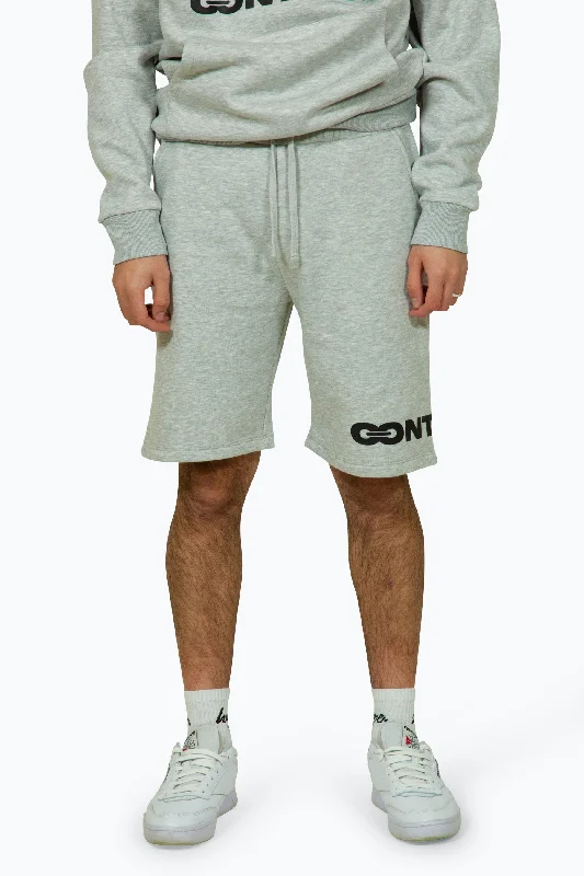 Men's distressed cotton shorts for a bohemian - inspired style Continu8 Unisex Grey Marl Shorts Men's distressed cotton shorts for a bohemian - inspired style Continu8 Unisex Grey Marl Shorts