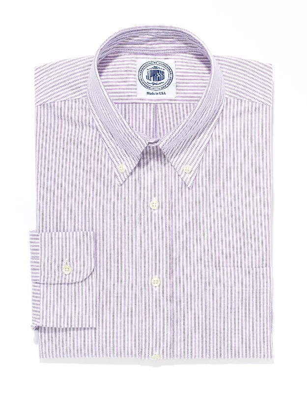 Men's Silk - Finished Dress Shirts in Silver Grey for a Glamorous Evening Look PURPLE/WHITE OXFORD DRESS SHIRT Men's Silk - Finished Dress Shirts in Silver Grey for a Glamorous Evening Look PURPLE/WHITE OXFORD DRESS SHIRT