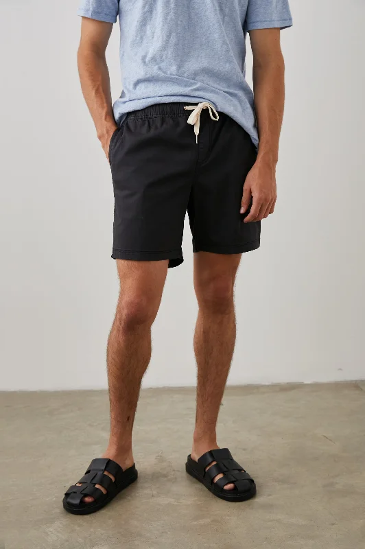 Men's ripped denim shorts for a trendy streetwear aesthetic CRUZ SHORT - WASHED BLACK Men's ripped denim shorts for a trendy streetwear aesthetic CRUZ SHORT - WASHED BLACK
