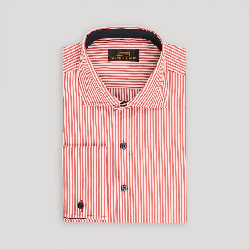 Slim Fit Men's Egyptian Cotton Dress Shirts in Crisp White for a Classic Business Look The Callum Dress Shirt | Spread Collar | French Cuff | 100% Cotton | Red