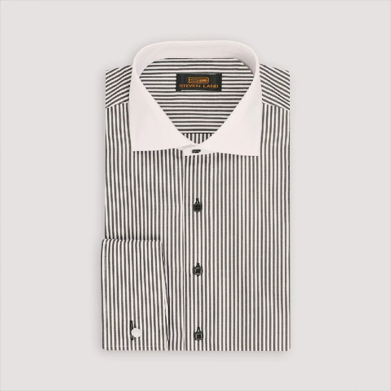Men's Double - Cuff Dress Shirts in Burgundy with Monogramming Option for a Personalized Touch The Corcoran Dress Shirt | White Contrast Spread Collar | French Cuff | 100% Cotton | Black Men's Double - Cuff Dress Shirts in Burgundy with Monogramming Option for a Personalized Touch The Corcoran Dress Shirt | White Contrast Spread Collar | French Cuff | 100% Cotton | Black