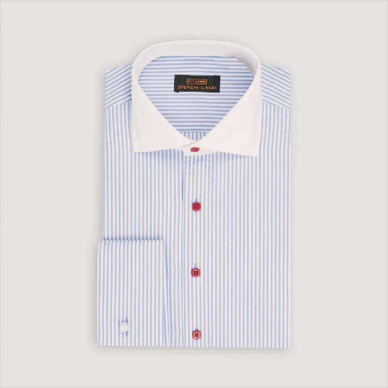 Men's Luxury Cashmere Blend Dress Shirts in Dark Brown for a High - End and Comfortable Wear The Corcoran Dress Shirt | White Contrast Spread Collar | French Cuff | 100% Cotton | Light Blue Men's Luxury Cashmere Blend Dress Shirts in Dark Brown for a High - End and Comfortable Wear The Corcoran Dress Shirt | White Contrast Spread Collar | French Cuff | 100% Cotton | Light Blue