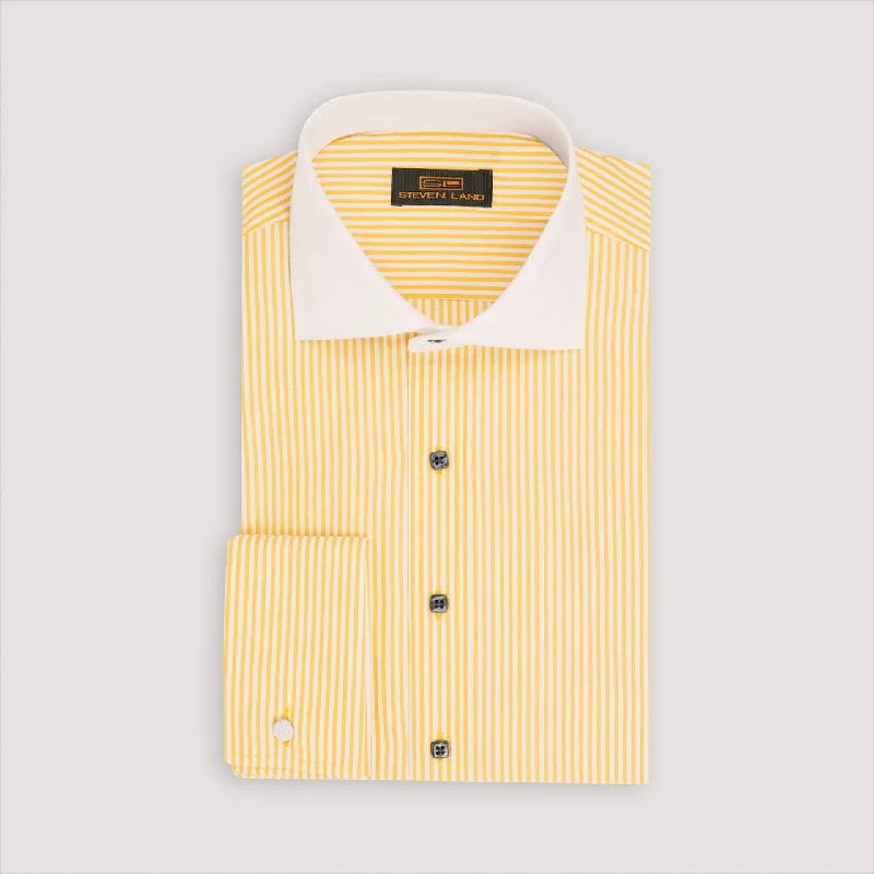 The Corcoran Dress Shirt | White Contrast Spread Collar | French Cuff | 100% Cotton | Marigold The Corcoran Dress Shirt | White Contrast Spread Collar | French Cuff | 100% Cotton | Marigold