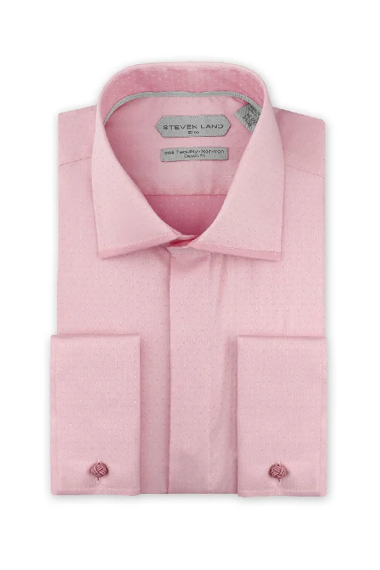 Slim Fit Men's Egyptian Cotton Dress Shirts in Crisp White for a Classic Business Look Steven Land | Borders Shirt | Pink Color Slim Fit Men's Egyptian Cotton Dress Shirts in Crisp White for a Classic Business Look Steven Land | Borders Shirt | Pink Color