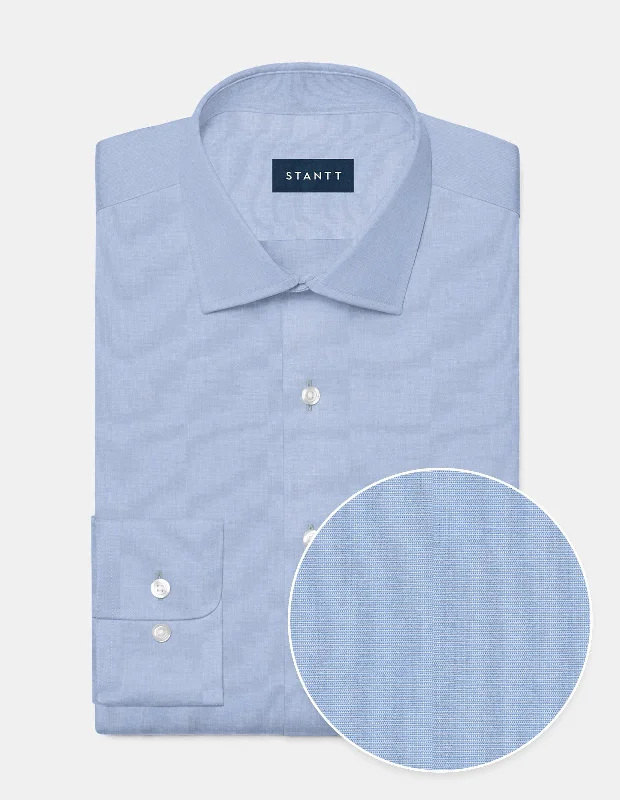 Men's Tailored Fit Linen Blend Dress Shirts in Beige for a Summer Wedding Attire End-On-End - Sky Blue Men's Tailored Fit Linen Blend Dress Shirts in Beige for a Summer Wedding Attire End-On-End - Sky Blue