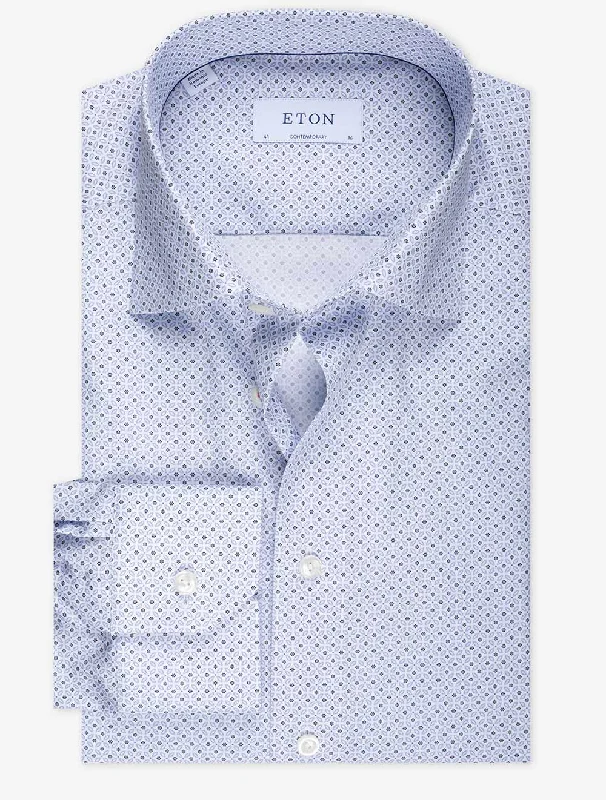 Men's Short - Sleeve Linen Casual Shirts in Light Khaki for a Breathable Summer Option Blue Pattern Contemporary Shirt Men's Short - Sleeve Linen Casual Shirts in Light Khaki for a Breathable Summer Option Blue Pattern Contemporary Shirt