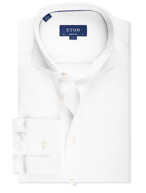 Men's Embroidered Detail Casual Shirts in Beige for a Touch of Elegance White Pique Jersey Contemporary Shirt Men's Embroidered Detail Casual Shirts in Beige for a Touch of Elegance White Pique Jersey Contemporary Shirt