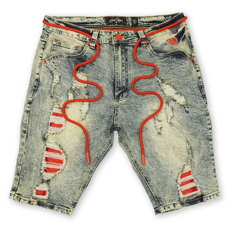 Plus - size men's denim shorts for a comfortable and flattering fit F600 Frost Shredded Denim Shorts - Vintage Wash Plus - size men's denim shorts for a comfortable and flattering fit F600 Frost Shredded Denim Shorts - Vintage Wash