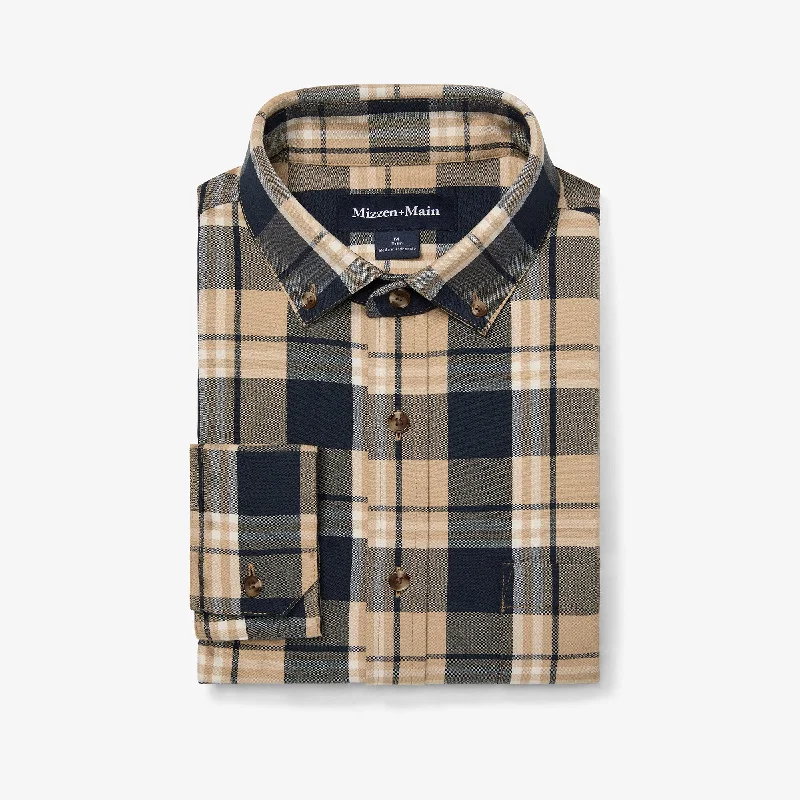Men's Long - Tail Dress Shirts in Olive Green for Tucking into Trousers Neatly Khaki William Plaid Men's Long - Tail Dress Shirts in Olive Green for Tucking into Trousers Neatly Khaki William Plaid