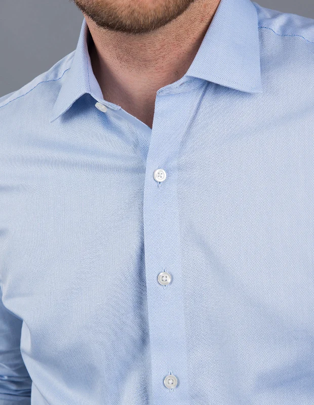 Men's Semi - Fitted Dress Shirts in Emerald Green with Mitered Cuffs for a Polished Appearance Light Blue All-Over Dobby Men's Semi - Fitted Dress Shirts in Emerald Green with Mitered Cuffs for a Polished Appearance Light Blue All-Over Dobby