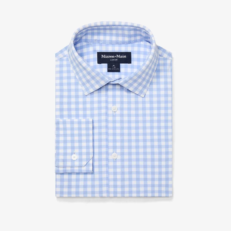 Men's Soft - Touch Modal Blend Dress Shirts in Mustard Yellow for a Bold Fashion Statement Light Blue Gingham Men's Soft - Touch Modal Blend Dress Shirts in Mustard Yellow for a Bold Fashion Statement Light Blue Gingham