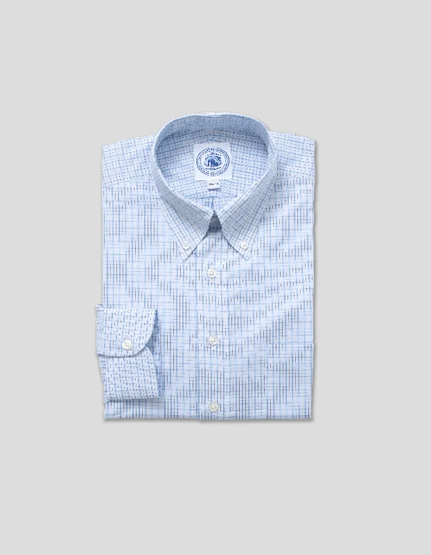 Men's Cotton Poplin Dress Shirts in Royal Blue with a Box Pleat at the Back for Added Comfort LIGHT BLUE MULTI TATTERSALL Men's Cotton Poplin Dress Shirts in Royal Blue with a Box Pleat at the Back for Added Comfort LIGHT BLUE MULTI TATTERSALL