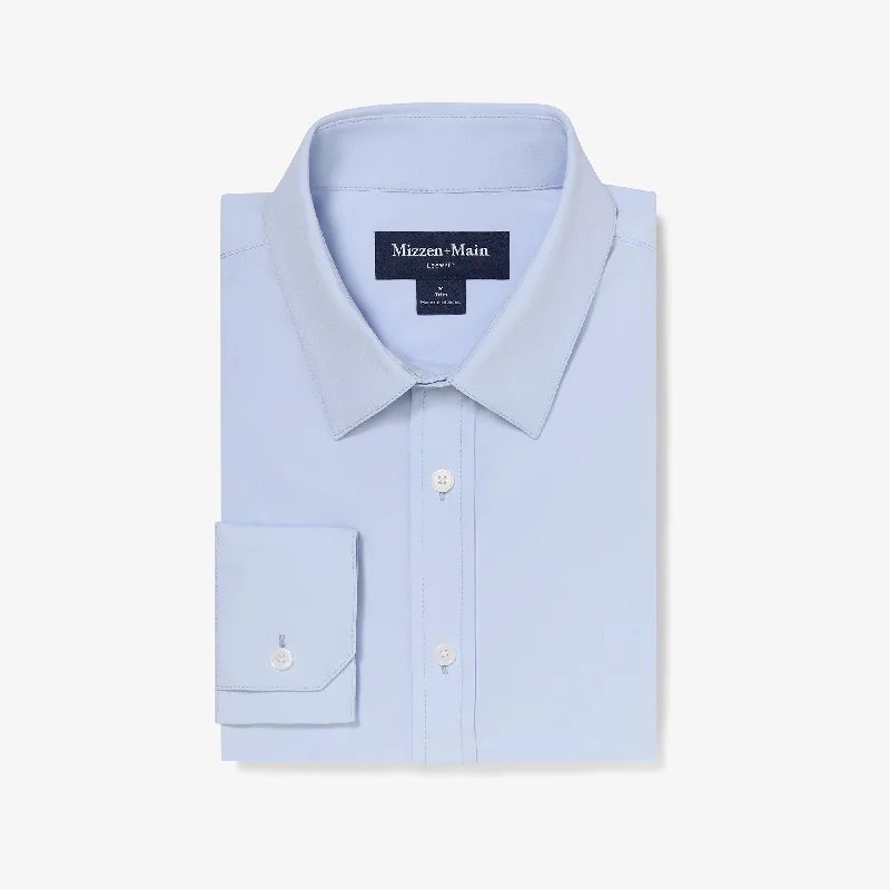 Men's Semi - Fitted Dress Shirts in Emerald Green with Mitered Cuffs for a Polished Appearance Light Blue Solid Men's Semi - Fitted Dress Shirts in Emerald Green with Mitered Cuffs for a Polished Appearance Light Blue Solid