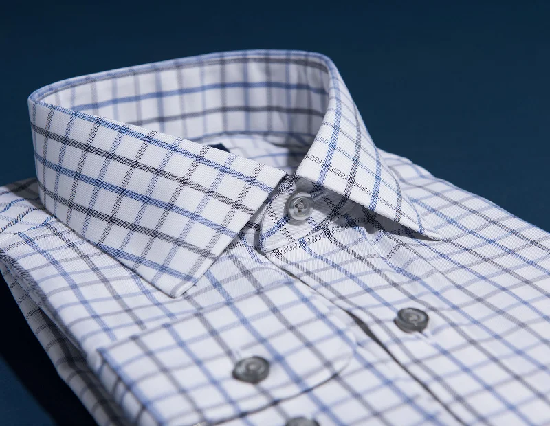 Men's Silk - Finished Dress Shirts in Silver Grey for a Glamorous Evening Look Luxe Aegan and Grey Tattersall Men's Silk - Finished Dress Shirts in Silver Grey for a Glamorous Evening Look Luxe Aegan and Grey Tattersall
