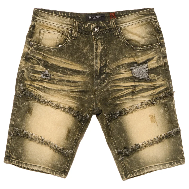 Men's slim - fit denim shorts for a modern, sleek look M967 Noah Denim Shorts - Olive Men's slim - fit denim shorts for a modern, sleek look M967 Noah Denim Shorts - Olive