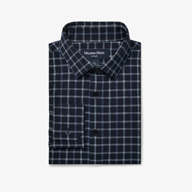 Slim Fit Men's Egyptian Cotton Dress Shirts in Crisp White for a Classic Business Look Navy Stewart Plaid Slim Fit Men's Egyptian Cotton Dress Shirts in Crisp White for a Classic Business Look Navy Stewart Plaid