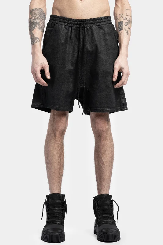 Men's ripped denim shorts for a trendy streetwear aesthetic P27 - Coated cotton sweat shorts Men's ripped denim shorts for a trendy streetwear aesthetic P27 - Coated cotton sweat shorts
