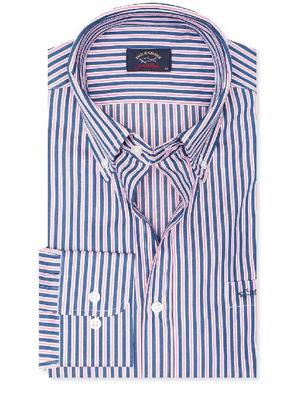 Men's Moisture - Wicking Performance Fabric Casual Shirts for Outdoor Activities Blue Multi Striped Shirt Navy And Red Men's Moisture - Wicking Performance Fabric Casual Shirts for Outdoor Activities Blue Multi Striped Shirt Navy And Red