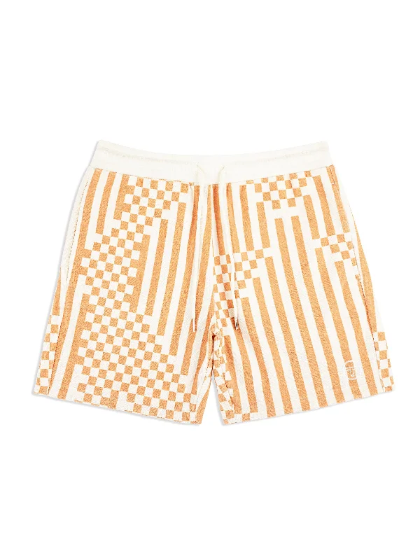 Men's plaid pattern wool blend shorts for a preppy fall style Piastrella Terry Cabana Short- Canyon Sunset Men's plaid pattern wool blend shorts for a preppy fall style Piastrella Terry Cabana Short- Canyon Sunset