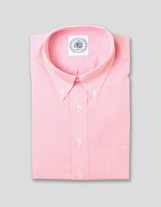 Plus Size Men's Wrinkle - Resistant Polyester Dress Shirts in Black for Easy Travel and Maintenance PINK MINI GINGHAM DRESS SHIRT Plus Size Men's Wrinkle - Resistant Polyester Dress Shirts in Black for Easy Travel and Maintenance PINK MINI GINGHAM DRESS SHIRT