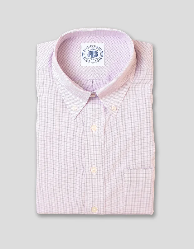 Men's Double - Cuff Dress Shirts in Burgundy with Monogramming Option for a Personalized Touch PURPLE MINI GRID DRESS SHIRT Men's Double - Cuff Dress Shirts in Burgundy with Monogramming Option for a Personalized Touch PURPLE MINI GRID DRESS SHIRT
