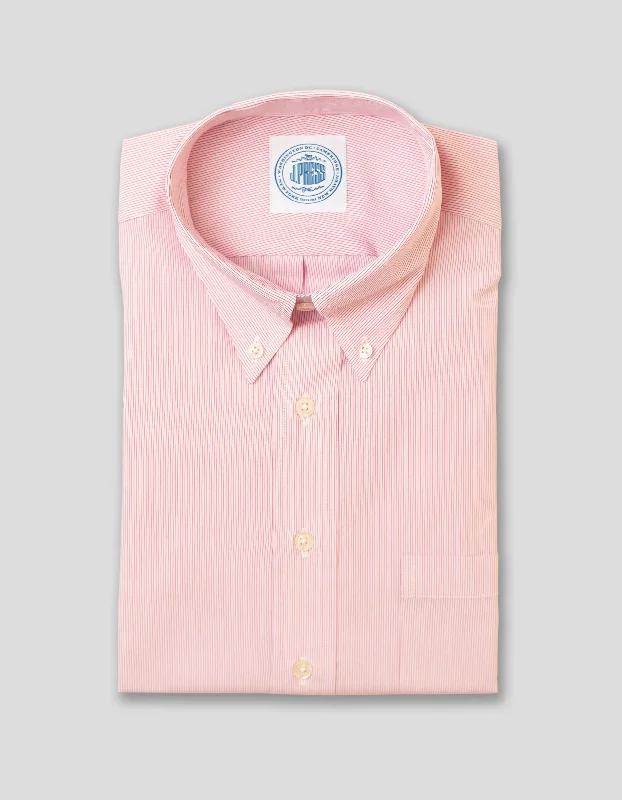 Plus Size Men's Italian - Made Silk Blend Dress Shirts in Navy Blue for a Sophisticated Appeal RED PENCIL STRIPE DRESS SHIRT