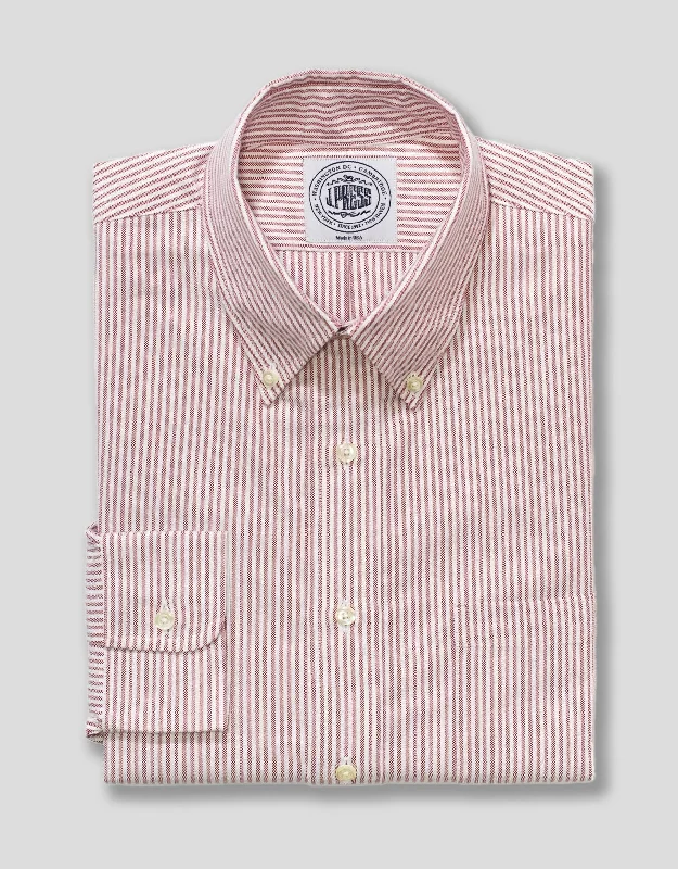 Men's Spread Collar Dress Shirts in Light Pink for a Stylish and Modern Office Look RED/WHITE STRIPE OXFORD DRESS SHIRT Men's Spread Collar Dress Shirts in Light Pink for a Stylish and Modern Office Look RED/WHITE STRIPE OXFORD DRESS SHIRT