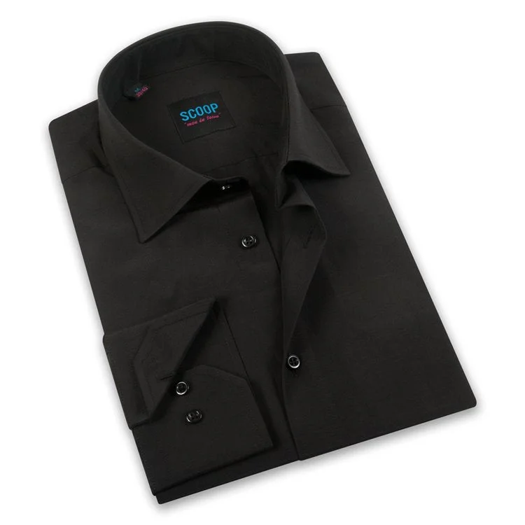 Men's Luxury Cashmere Blend Dress Shirts in Dark Brown for a High - End and Comfortable Wear Scoop Dress Shirt - Grady/Black Men's Luxury Cashmere Blend Dress Shirts in Dark Brown for a High - End and Comfortable Wear Scoop Dress Shirt - Grady/Black