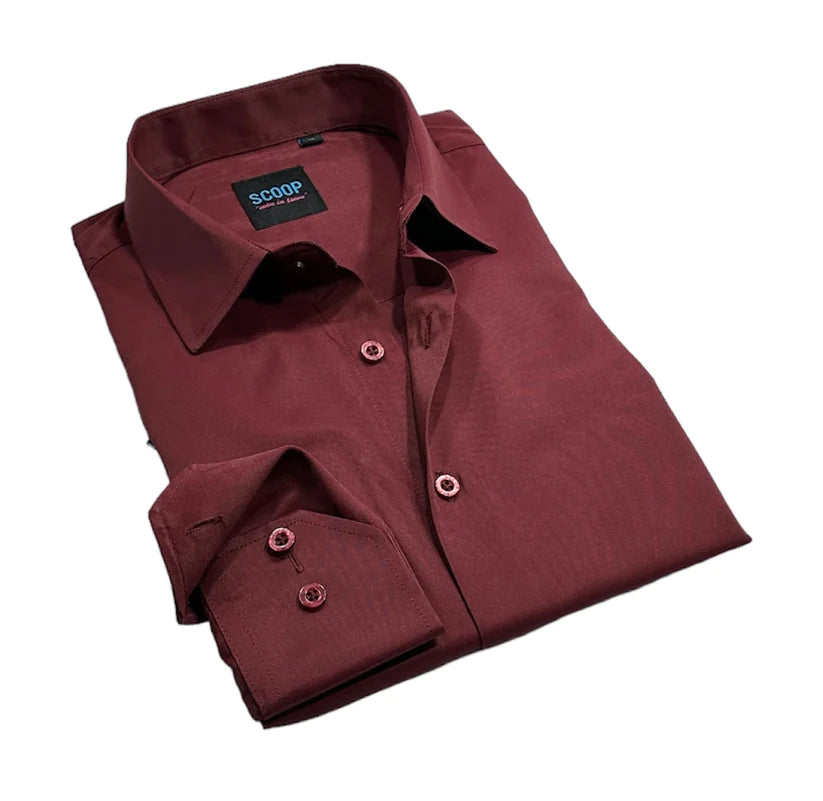 Plus Size Men's Patterned Dress Shirts in Subtle Checks for a Smart - Casual Office Ensemble Scoop Dress Shirt - Grady/Burgundy Plus Size Men's Patterned Dress Shirts in Subtle Checks for a Smart - Casual Office Ensemble Scoop Dress Shirt - Grady/Burgundy