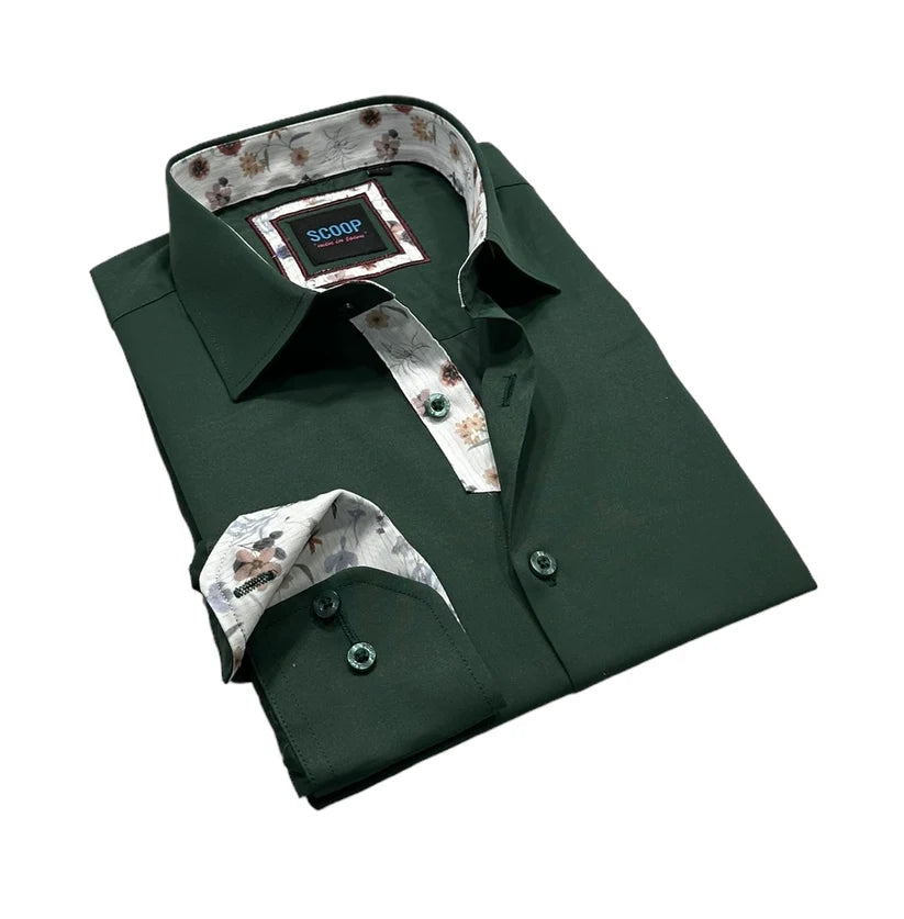 Men's Soft - Touch Modal Blend Dress Shirts in Mustard Yellow for a Bold Fashion Statement Scoop Dress Shirt - Novel 2/Green Men's Soft - Touch Modal Blend Dress Shirts in Mustard Yellow for a Bold Fashion Statement Scoop Dress Shirt - Novel 2/Green