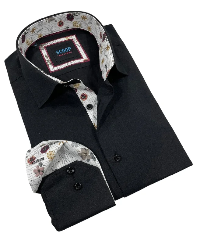  Scoop Dress Shirt - Novel/Black