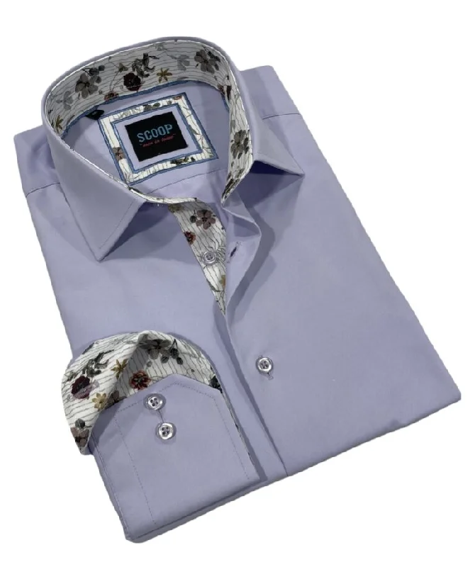Plus Size Men's Wrinkle - Resistant Polyester Dress Shirts in Black for Easy Travel and Maintenance Scoop Dress Shirt - Novel/Lavender Plus Size Men's Wrinkle - Resistant Polyester Dress Shirts in Black for Easy Travel and Maintenance Scoop Dress Shirt - Novel/Lavender