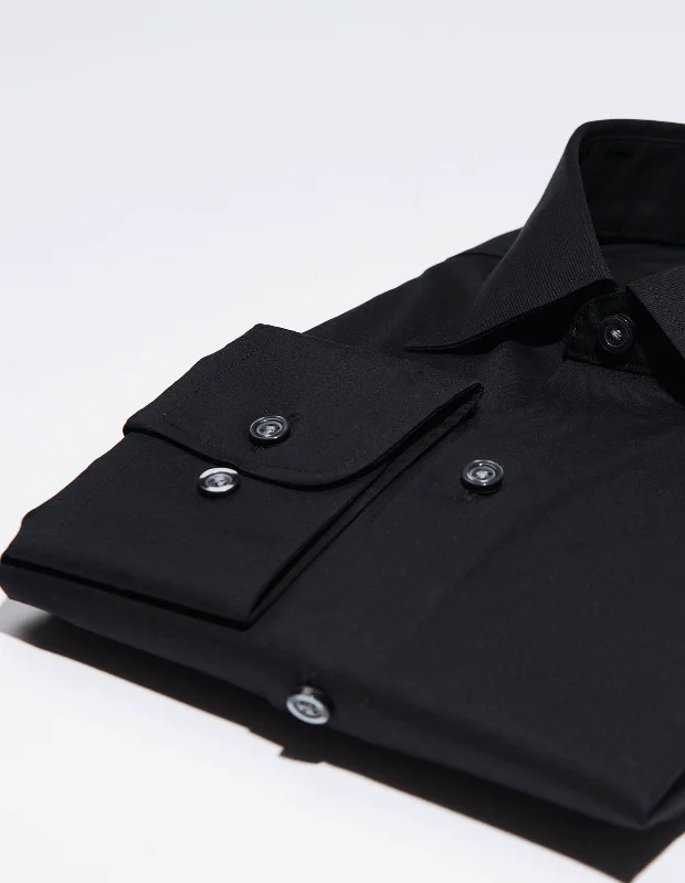 Men's Long - Tail Dress Shirts in Olive Green for Tucking into Trousers Neatly Stretch - Black Men's Long - Tail Dress Shirts in Olive Green for Tucking into Trousers Neatly Stretch - Black