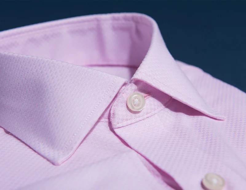 Men's French Cuff Dress Shirts in Charcoal Grey with Mother - of - Pearl Buttons for a Formal Occasion Tonal Pink Square Dobby Men's French Cuff Dress Shirts in Charcoal Grey with Mother - of - Pearl Buttons for a Formal Occasion Tonal Pink Square Dobby