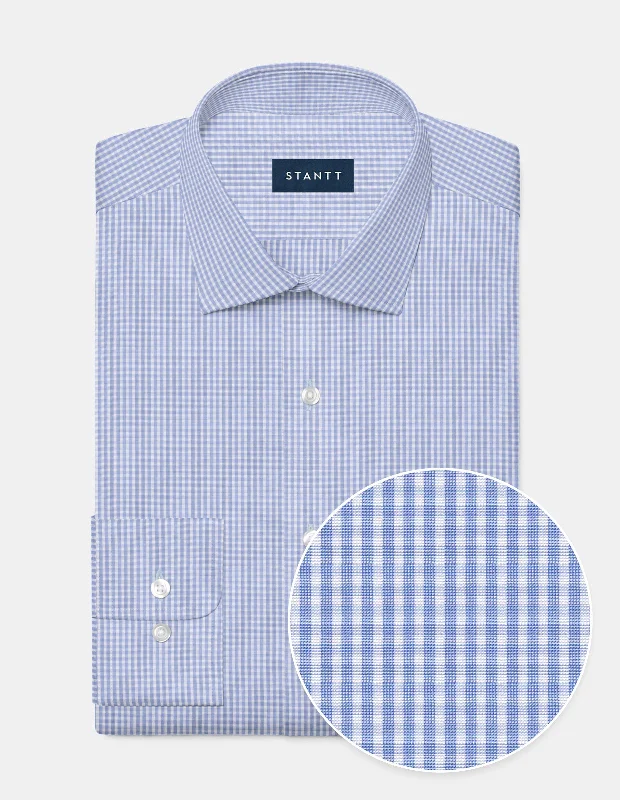 Plus Size Men's Italian - Made Silk Blend Dress Shirts in Navy Blue for a Sophisticated Appeal Wrinkle-Resistant Light Blue Stacked Mini Check Plus Size Men's Italian - Made Silk Blend Dress Shirts in Navy Blue for a Sophisticated Appeal Wrinkle-Resistant Light Blue Stacked Mini Check