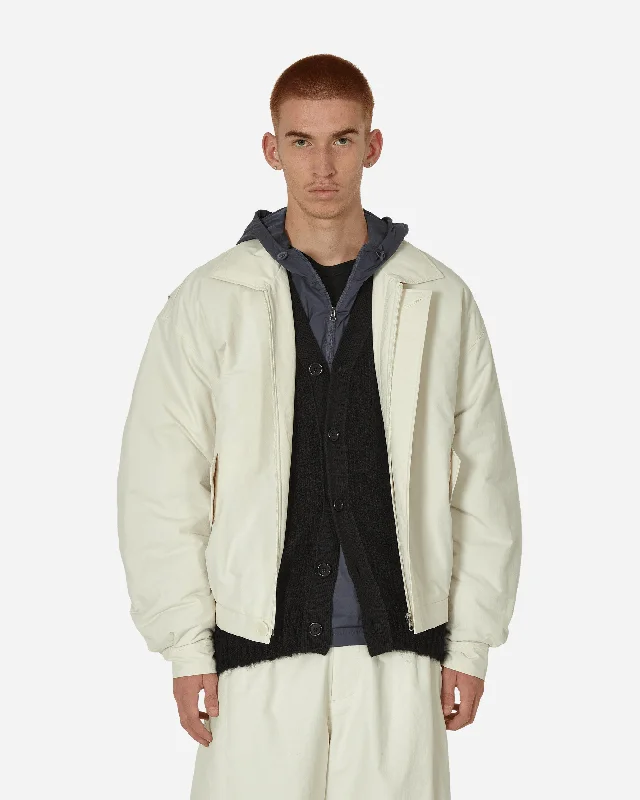 Hooded men jackets with a detachable faux - fur trim for added warmth Padded Cotton Nylon Jacket Ecru Hooded men jackets with a detachable faux - fur trim for added warmth Padded Cotton Nylon Jacket Ecru