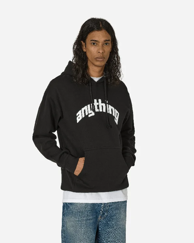Men hoodie with a kangaroo pocket and ribbed cuffs Curved Logo Hoodie Black