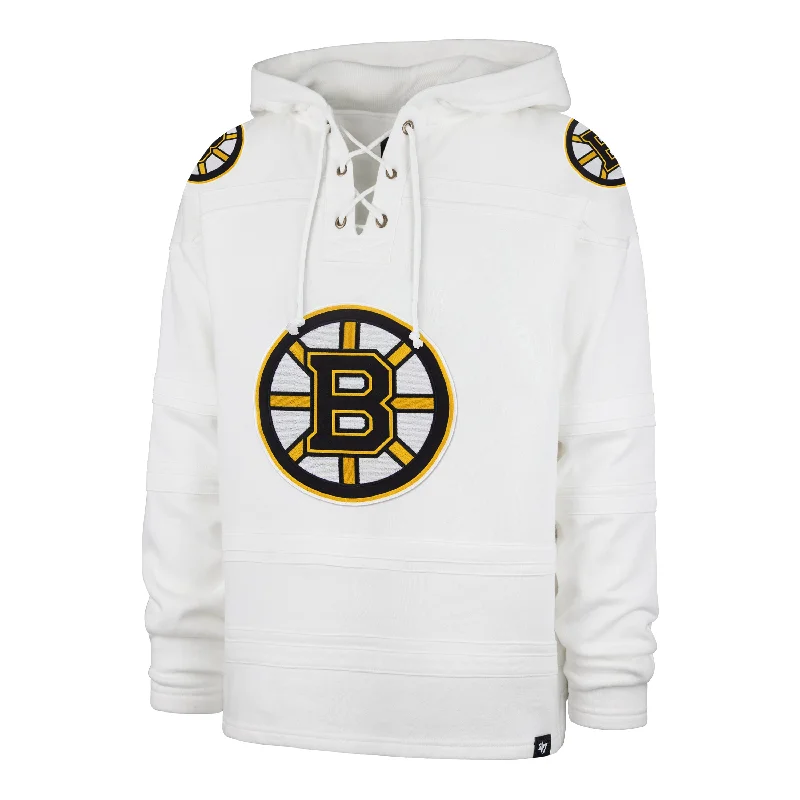 Retro - inspired men hoodie with a varsity logo BOSTON BRUINS SUPERIOR '47 LACER HOOD Retro - inspired men hoodie with a varsity logo BOSTON BRUINS SUPERIOR '47 LACER HOOD