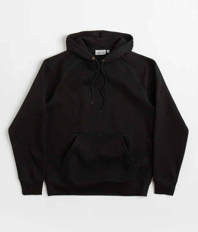 Men hoodie with a drawstring hood and adjustable hem Carhartt Chase Hoodie - Black / Gold Men hoodie with a drawstring hood and adjustable hem Carhartt Chase Hoodie - Black / Gold